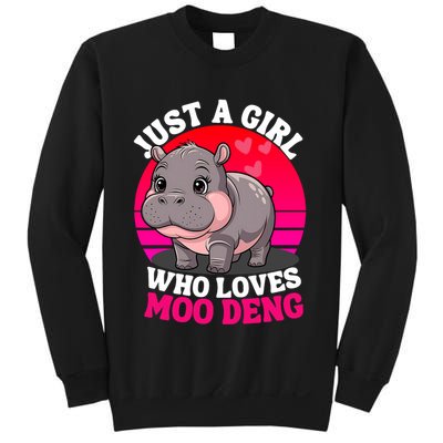Moo Deng Just A Girl Who Loves Moo Deng Cute Baby Hippo Sweatshirt