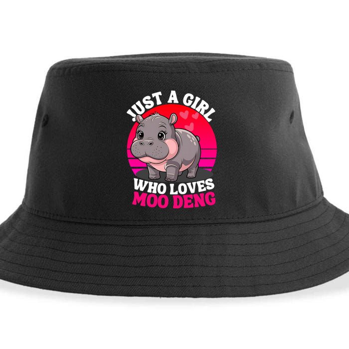 Moo Deng Just A Girl Who Loves Moo Deng Cute Baby Hippo Sustainable Bucket Hat