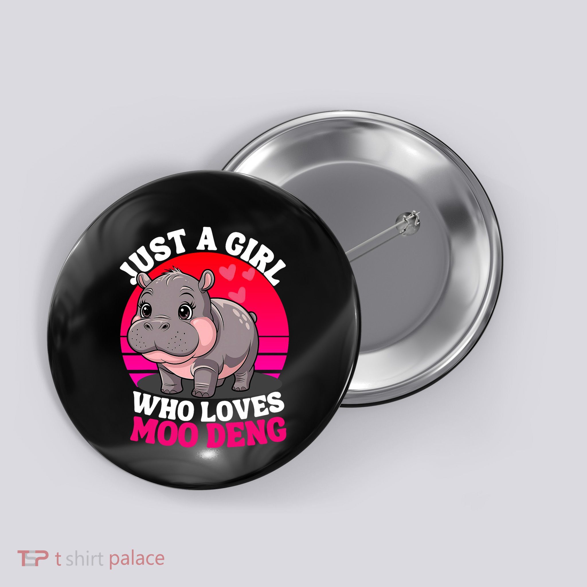 Moo Deng Just A Girl Who Loves Moo Deng Cute Baby Hippo Button