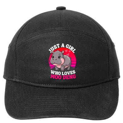 Moo Deng Just A Girl Who Loves Moo Deng Cute Baby Hippo 7-Panel Snapback Hat