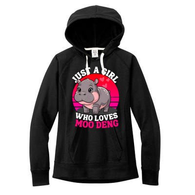 Moo Deng Just A Girl Who Loves Moo Deng Cute Baby Hippo Women's Fleece Hoodie