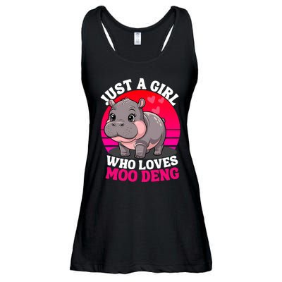 Moo Deng Just A Girl Who Loves Moo Deng Cute Baby Hippo Ladies Essential Flowy Tank