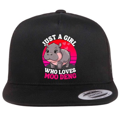 Moo Deng Just A Girl Who Loves Moo Deng Cute Baby Hippo Flatbill Hat