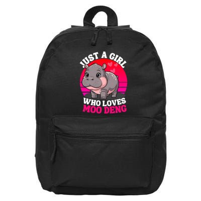 Moo Deng Just A Girl Who Loves Moo Deng Cute Baby Hippo 16 in Basic Backpack