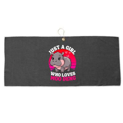 Moo Deng Just A Girl Who Loves Moo Deng Cute Baby Hippo Large Microfiber Waffle Golf Towel
