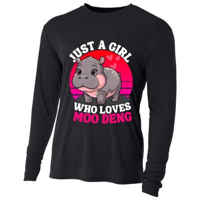 Moo Deng Just A Girl Who Loves Moo Deng Cute Baby Hippo Cooling Performance Long Sleeve Crew