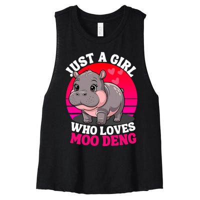 Moo Deng Just A Girl Who Loves Moo Deng Cute Baby Hippo Women's Racerback Cropped Tank