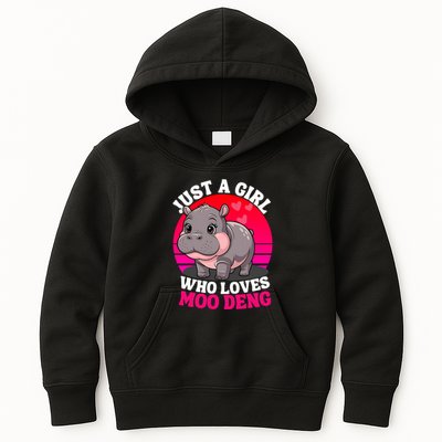 Moo Deng Just A Girl Who Loves Moo Deng Cute Baby Hippo Kids Hoodie