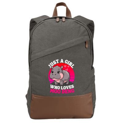 Moo Deng Just A Girl Who Loves Moo Deng Cute Baby Hippo Cotton Canvas Backpack
