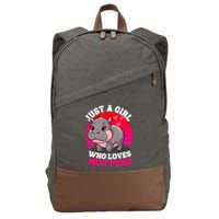 Moo Deng Just A Girl Who Loves Moo Deng Cute Baby Hippo Cotton Canvas Backpack