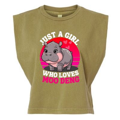 Moo Deng Just A Girl Who Loves Moo Deng Cute Baby Hippo Garment-Dyed Women's Muscle Tee