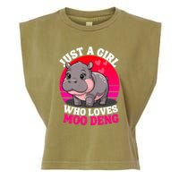 Moo Deng Just A Girl Who Loves Moo Deng Cute Baby Hippo Garment-Dyed Women's Muscle Tee
