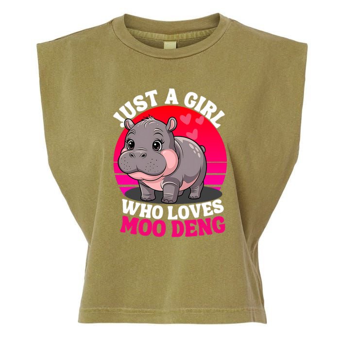 Moo Deng Just A Girl Who Loves Moo Deng Cute Baby Hippo Garment-Dyed Women's Muscle Tee