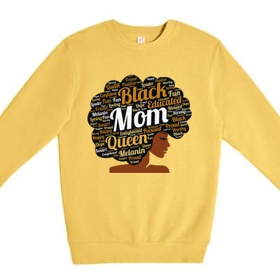 Mother’s Day Juneteenth Black Mom Queen Afro African Woman Premium Crewneck Sweatshirt