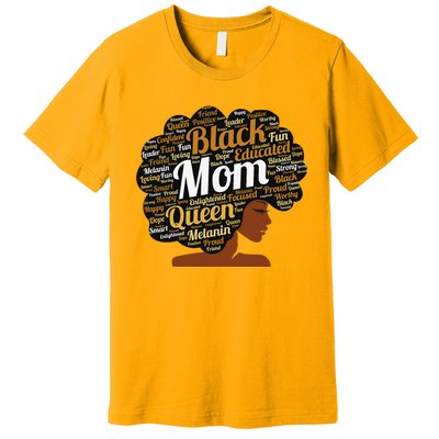 Mother’s Day Juneteenth Black Mom Queen Afro African Woman Premium T-Shirt