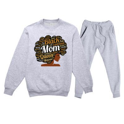 Mother’s Day Juneteenth Black Mom Queen Afro African Woman Premium Crewneck Sweatsuit Set