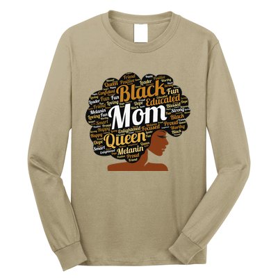 Mother’s Day Juneteenth Black Mom Queen Afro African Woman Long Sleeve Shirt