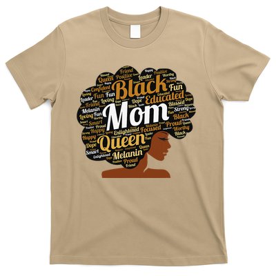 Mother’s Day Juneteenth Black Mom Queen Afro African Woman T-Shirt