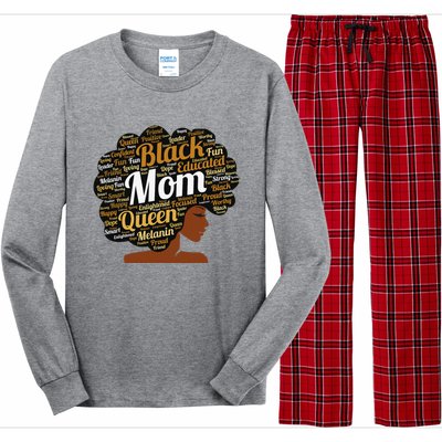 Mother’s Day Juneteenth Black Mom Queen Afro African Woman Long Sleeve Pajama Set