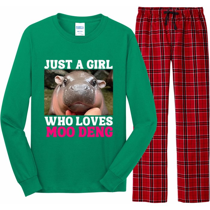 Moo Deng Just A Girl Who Loves Moo Deng Long Sleeve Pajama Set