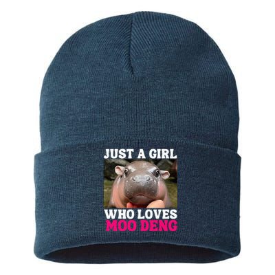 Moo Deng Just A Girl Who Loves Moo Deng Sustainable Knit Beanie