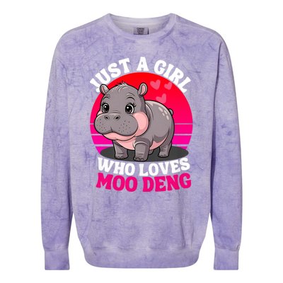 Moo Deng Just A Girl Who Loves Moo Deng Cute Baby Hippo Colorblast Crewneck Sweatshirt