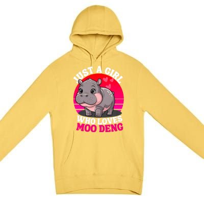 Moo Deng Just A Girl Who Loves Moo Deng Cute Baby Hippo Premium Pullover Hoodie