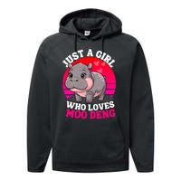 Moo Deng Just A Girl Who Loves Moo Deng Cute Baby Hippo Performance Fleece Hoodie