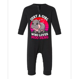 Moo Deng Just A Girl Who Loves Moo Deng Cute Baby Hippo Infant Fleece One Piece