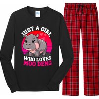 Moo Deng Just A Girl Who Loves Moo Deng Cute Baby Hippo Long Sleeve Pajama Set