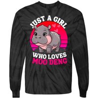 Moo Deng Just A Girl Who Loves Moo Deng Cute Baby Hippo Tie-Dye Long Sleeve Shirt