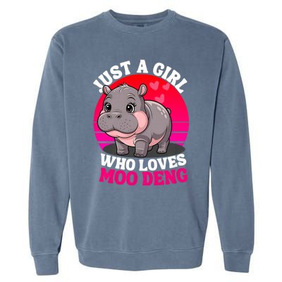 Moo Deng Just A Girl Who Loves Moo Deng Cute Baby Hippo Garment-Dyed Sweatshirt