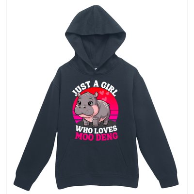 Moo Deng Just A Girl Who Loves Moo Deng Cute Baby Hippo Urban Pullover Hoodie