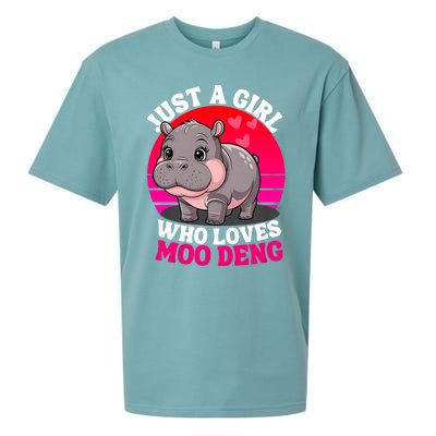 Moo Deng Just A Girl Who Loves Moo Deng Cute Baby Hippo Sueded Cloud Jersey T-Shirt