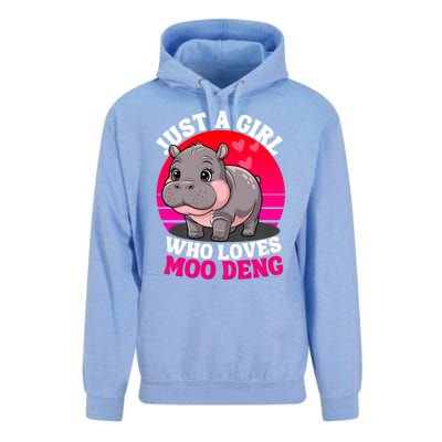 Moo Deng Just A Girl Who Loves Moo Deng Cute Baby Hippo Unisex Surf Hoodie