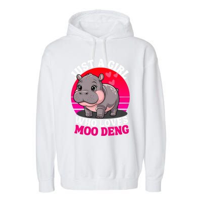 Moo Deng Just A Girl Who Loves Moo Deng Cute Baby Hippo Garment-Dyed Fleece Hoodie