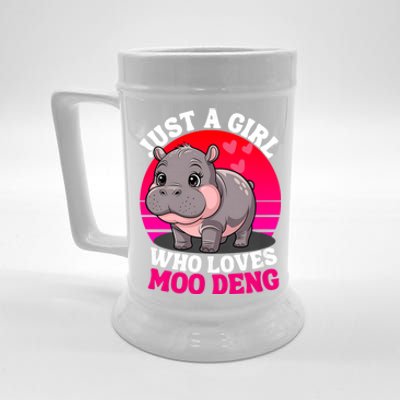 Moo Deng Just A Girl Who Loves Moo Deng Cute Baby Hippo Beer Stein