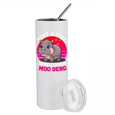 Moo Deng Just A Girl Who Loves Moo Deng Cute Baby Hippo Stainless Steel Tumbler