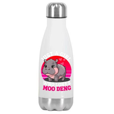 Moo Deng Just A Girl Who Loves Moo Deng Cute Baby Hippo Stainless Steel Insulated Water Bottle