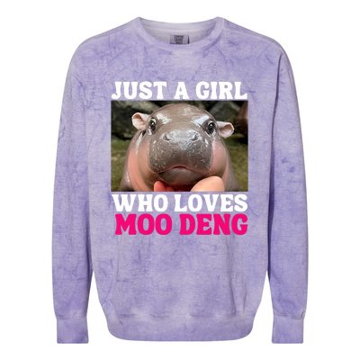 Moo Deng Just A Girl Who Loves Moo Deng Cute Baby Hippo Colorblast Crewneck Sweatshirt