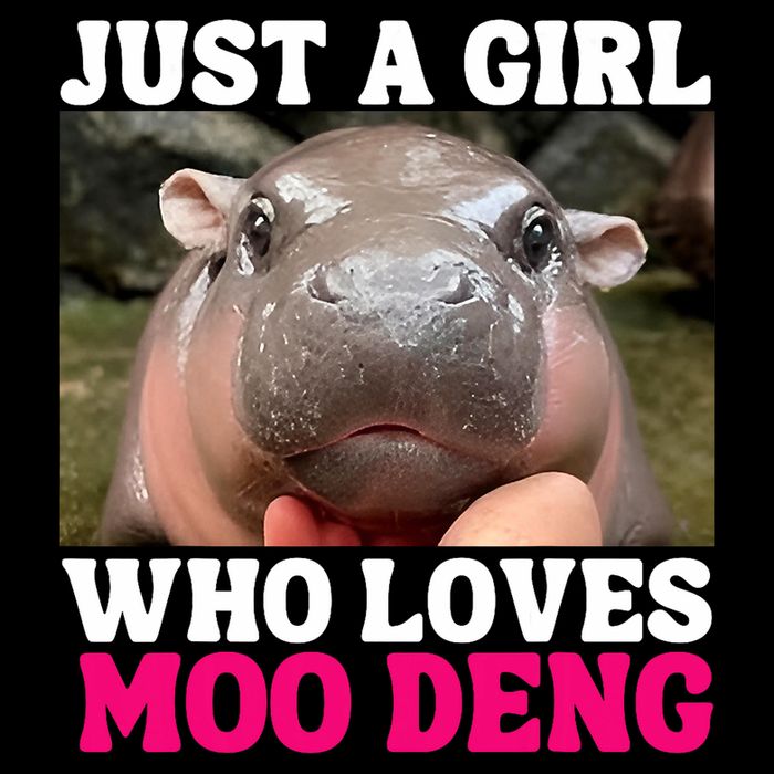 Moo Deng Just A Girl Who Loves Moo Deng Cute Baby Hippo Stripe Pom Pom Beanie