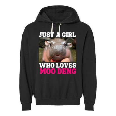 Moo Deng Just A Girl Who Loves Moo Deng Cute Baby Hippo Garment-Dyed Fleece Hoodie