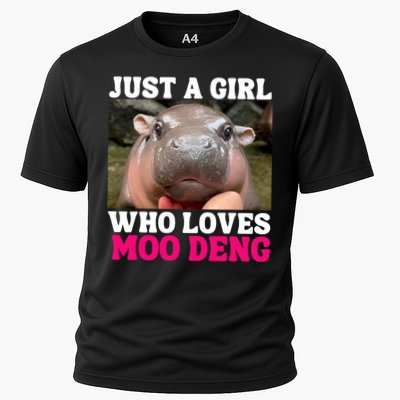 Moo Deng Just A Girl Who Loves Moo Deng Cute Baby Hippo Performance Shirt