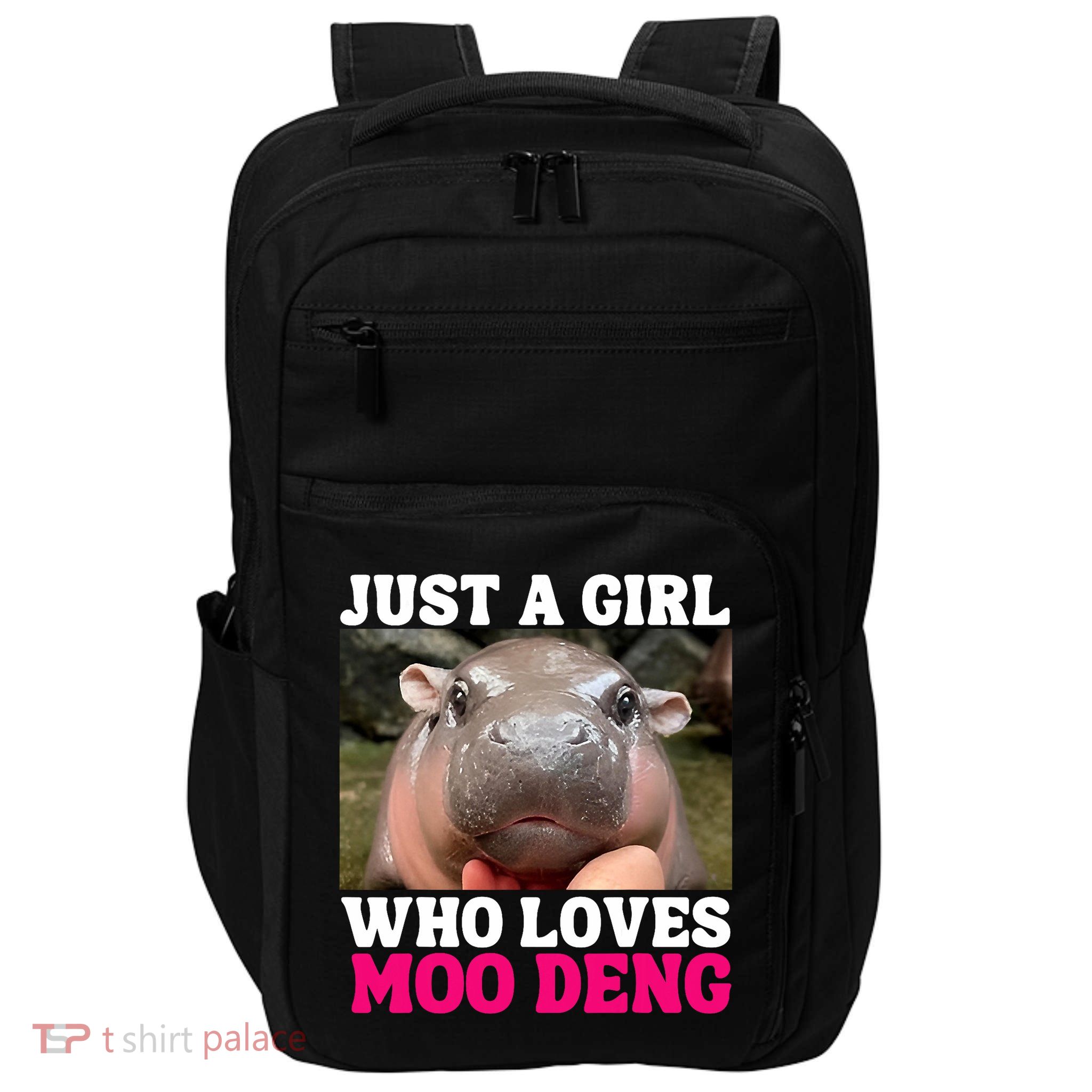 Moo Deng Just A Girl Who Loves Moo Deng Cute Baby Hippo Impact Tech Backpack