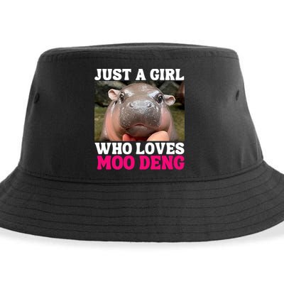 Moo Deng Just A Girl Who Loves Moo Deng Cute Baby Hippo Sustainable Bucket Hat