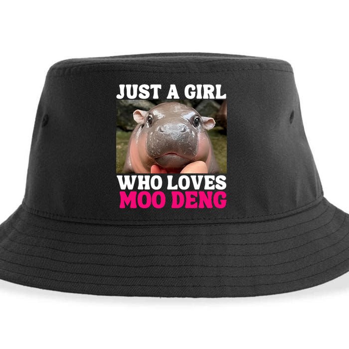 Moo Deng Just A Girl Who Loves Moo Deng Cute Baby Hippo Sustainable Bucket Hat