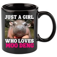 Moo Deng Just A Girl Who Loves Moo Deng Cute Baby Hippo 11oz C Handle Ceramic Mug