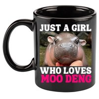Moo Deng Just A Girl Who Loves Moo Deng Cute Baby Hippo 11oz C Handle Ceramic Mug
