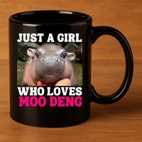 Moo Deng Just A Girl Who Loves Moo Deng Cute Baby Hippo 11oz C Handle Ceramic Mug