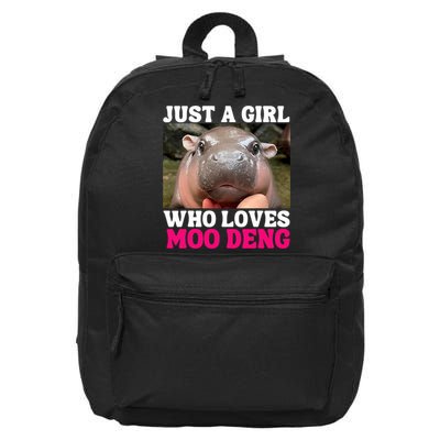 Moo Deng Just A Girl Who Loves Moo Deng Cute Baby Hippo 16 in Basic Backpack